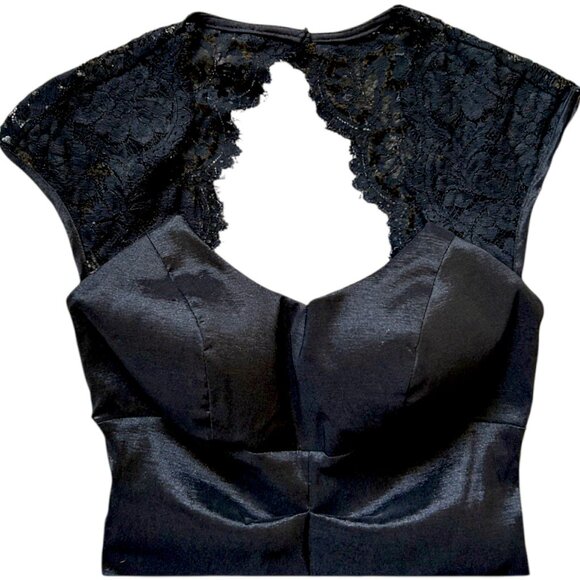 Cache Black Mermaid Gown Lace Back Formal Evening Prom Pageant Dress 0 - Picture 3 of 8